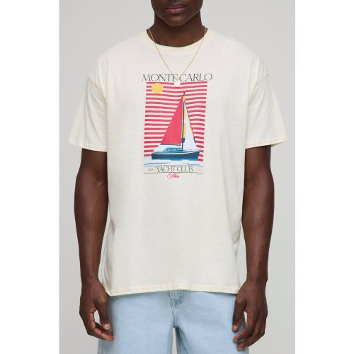 T-shirt oversize écru à slogan Monte Carlo - S - Boohooman - Modalova