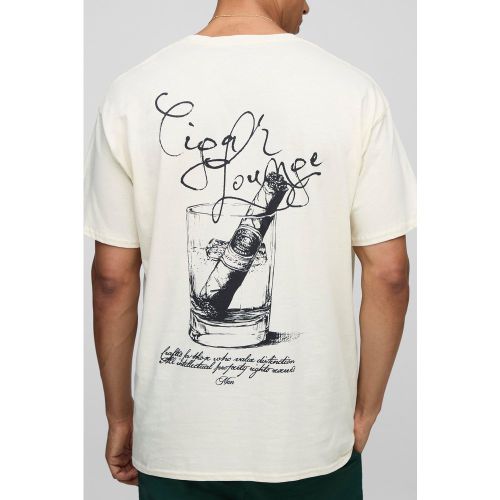 T-shirt oversize écru à imprimé cigare - MAN - S - Boohooman - Modalova
