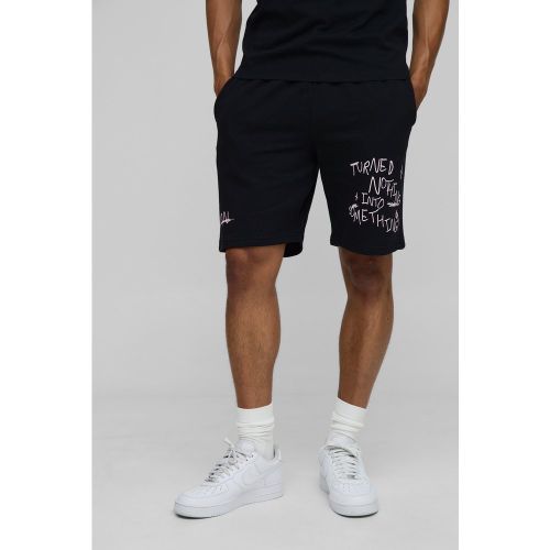 Short droit en jersey à imprimé graffiti - MAN - S - Boohooman - Modalova