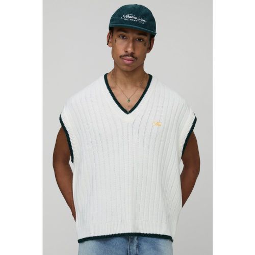 Pull côtelé à col V - MAN - S - Boohooman - Modalova