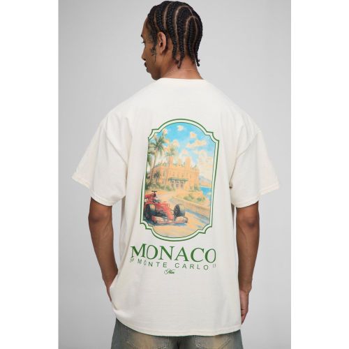 T-shirt oversize écru à imprimé Monaco - S - Boohooman - Modalova