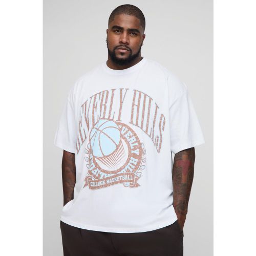 Grande taille - T-shirt oversize universitaire à imprimé Beverly Hills - 2XL - Boohooman - Modalova