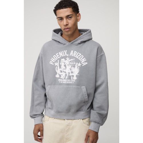 Sweat à capuche oversize délavé à slogan Phoenix - S - Boohooman - Modalova