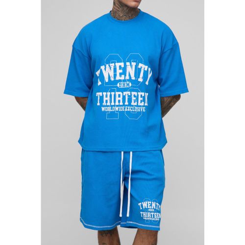 Tall - Ensemble oversize imprimé en tissu gaufré - 2XL - Boohooman - Modalova