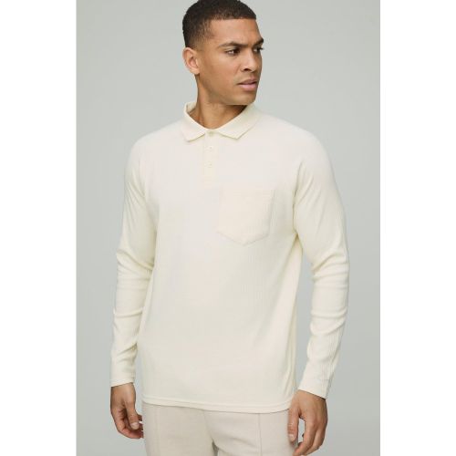 Polo droit boutonné en jersey - S - Boohooman - Modalova