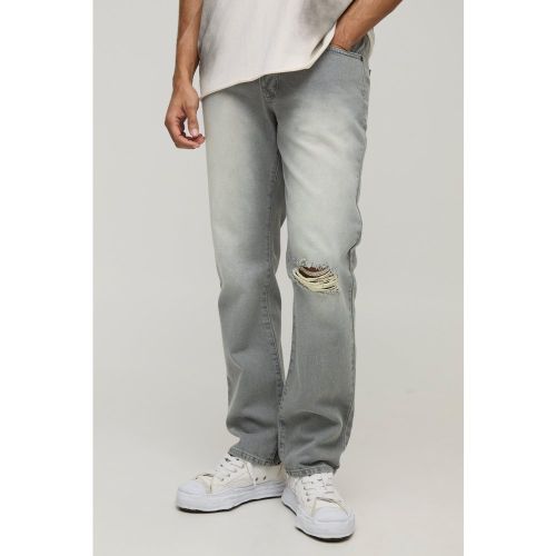Jean droit déchiré au genou - 28R - Boohooman - Modalova
