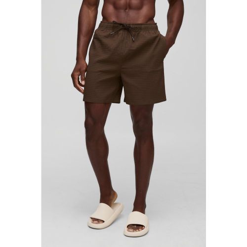 Short de bain mi-long en maille côtelée - S - Boohooman - Modalova