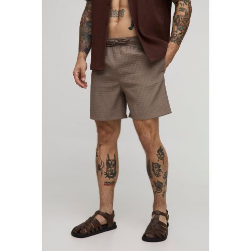 Short de bain mi-long en maille côtelée - S - Boohooman - Modalova