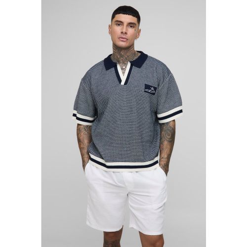 Tall - Polo oversize en maille contrastante - 2XL - Boohooman - Modalova