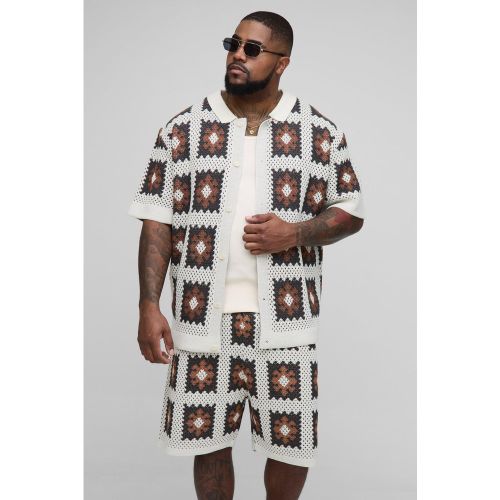 Grande taille - Ensemble avec chemise en crochet et short - 2XL - Boohooman - Modalova