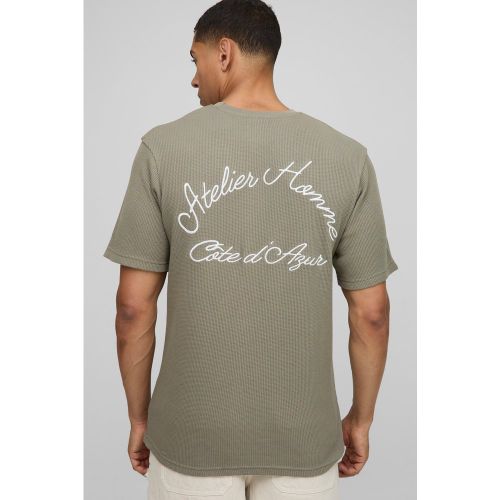 T-shirt brodé en tissu gaufré - S - Boohooman - Modalova