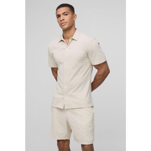 Chemise slim en jersey à manches courtes - S - Boohooman - Modalova
