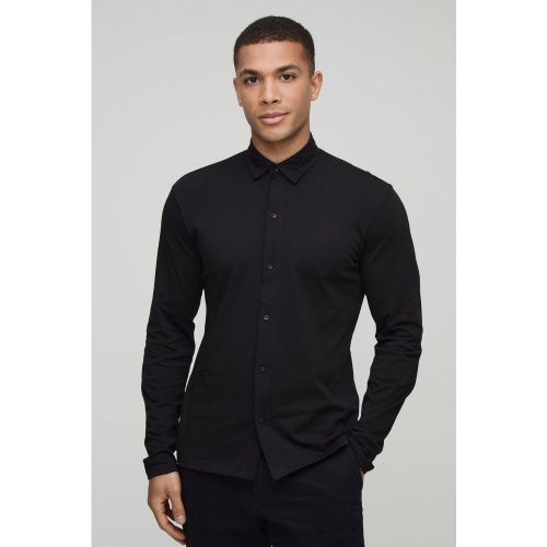Chemise slim en jersey à manches longues - S - Boohooman - Modalova