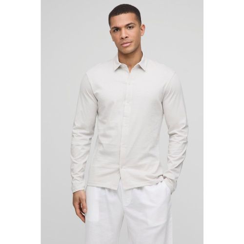 Chemise slim en jersey à manches longues - S - Boohooman - Modalova