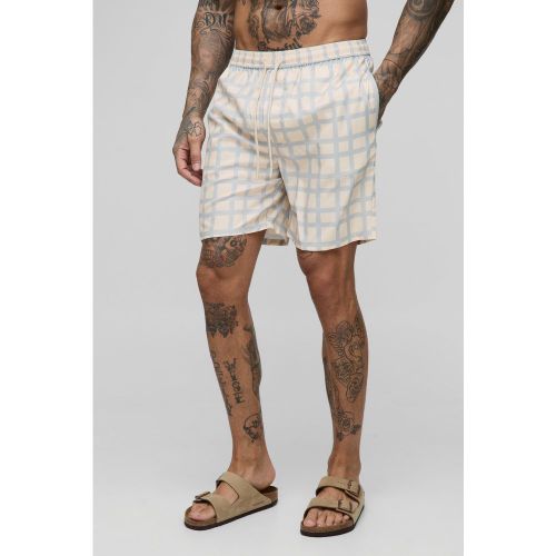 Tall - Short de bain mi-long à carreaux - 2XL - Boohooman - Modalova