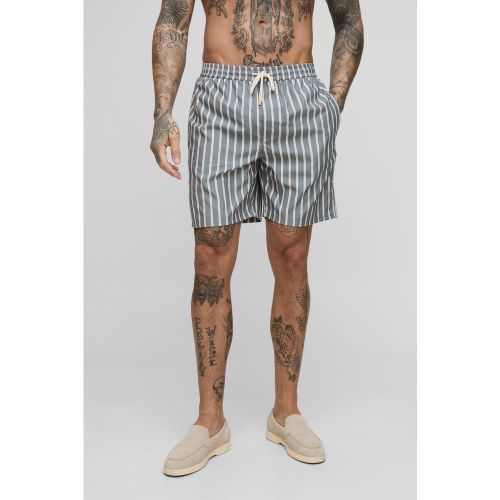 Tall - Short de bain mi-long à rayures - 2XL - Boohooman - Modalova