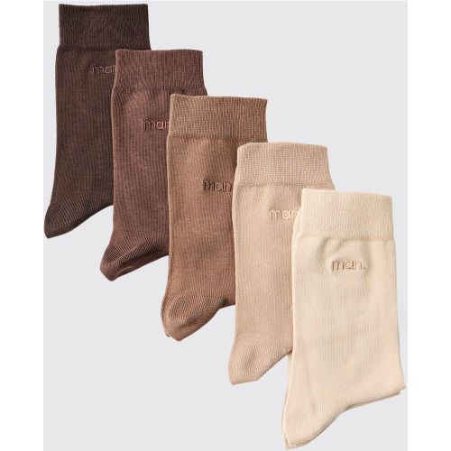 Lot de 5 paires de chaussettes à broderie MAN - ONE SIZE - Boohooman - Modalova
