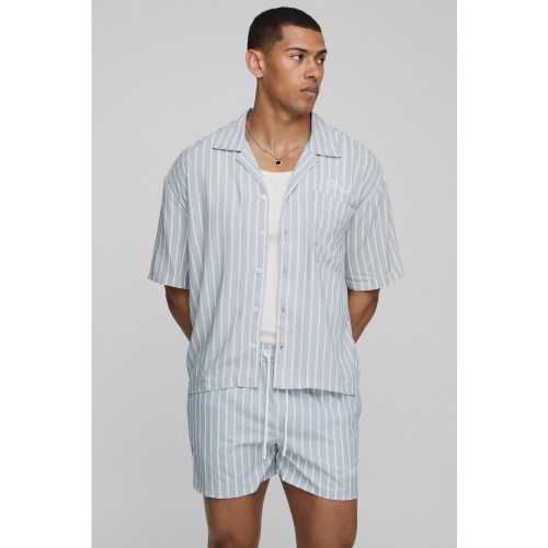 Ensemble de bain et chemise à rayures fines - S - Boohooman - Modalova