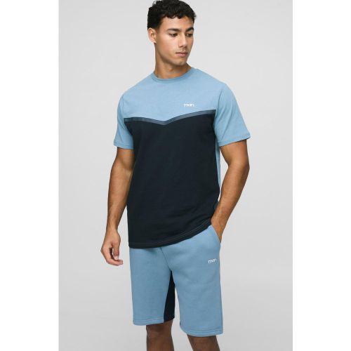 Ensemble color block avec t-shirt et short - MAN - S - Boohooman - Modalova