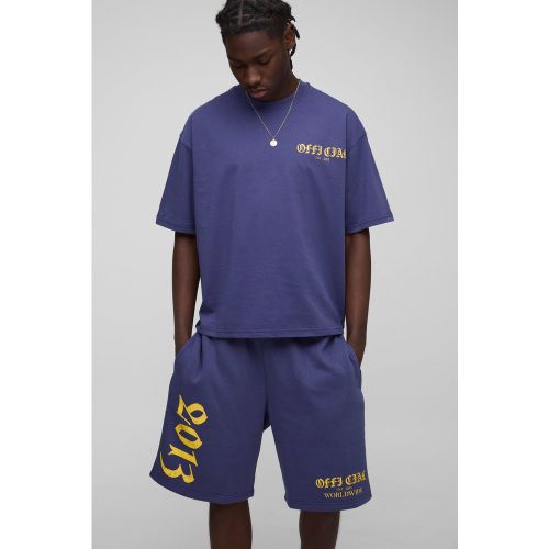 Ensemble oversize imprimé avec t-shirt et short - S - Boohooman - Modalova