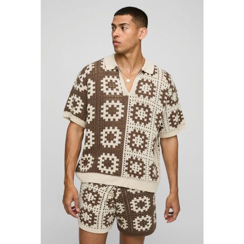 Polo oversize en crochet - S - Boohooman - Modalova