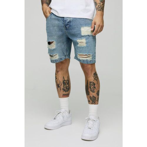 Short slim en jean déchiré - 30 - Boohooman - Modalova