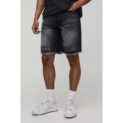 Short large délavé déchiré en jean - 28 - Boohooman - Modalova