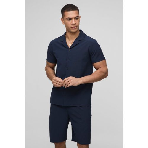 Ensemble en tissu crêpe avec chemise rayée et short - S - Boohooman - Modalova