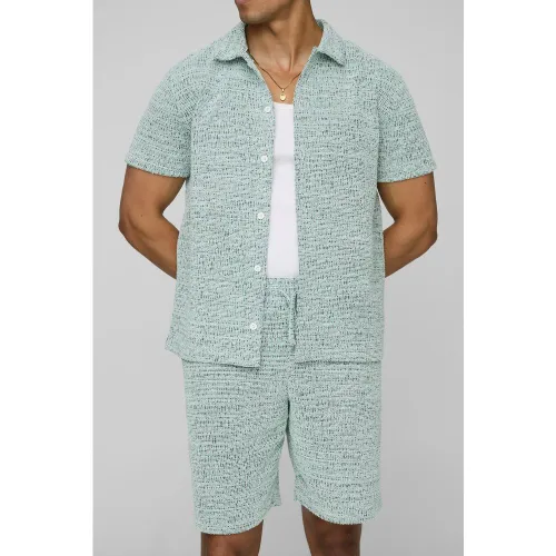 Ensemble avec chemise à manches courtes et short - S - Boohooman - Modalova