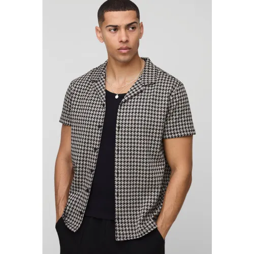 Chemise à manches courtes et motif pied-de-poule - S - Boohooman - Modalova