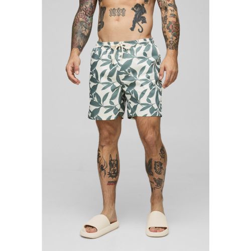 Maillot de bain mi-long à imprimé feuilles homme - S - Boohooman - Modalova