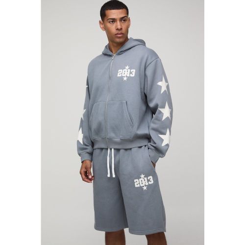 Survêtement oversize zippé à imprimé étoile - S - Boohooman - Modalova