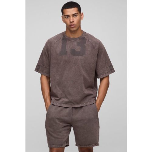 Ensemble oversize universitaire délavé avec short - S - Boohooman - Modalova