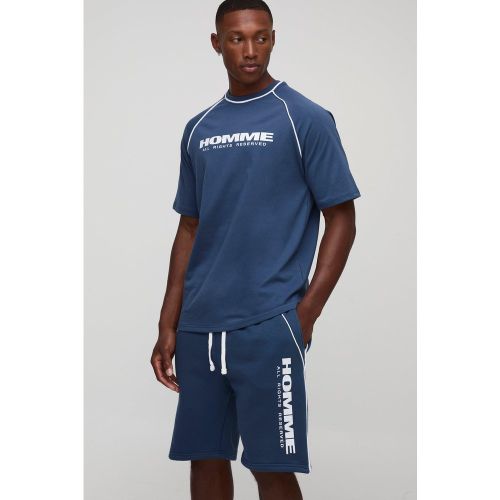 Ensemble à surpiqûres avec t-shirt et short - S - Boohooman - Modalova
