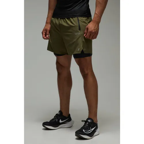 Short stretch perforé 2 en 1 - MAN Active homme - S - Boohooman - Modalova