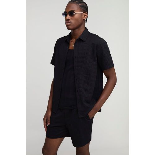 Ensemble texturé avec chemise et short - S - Boohooman - Modalova