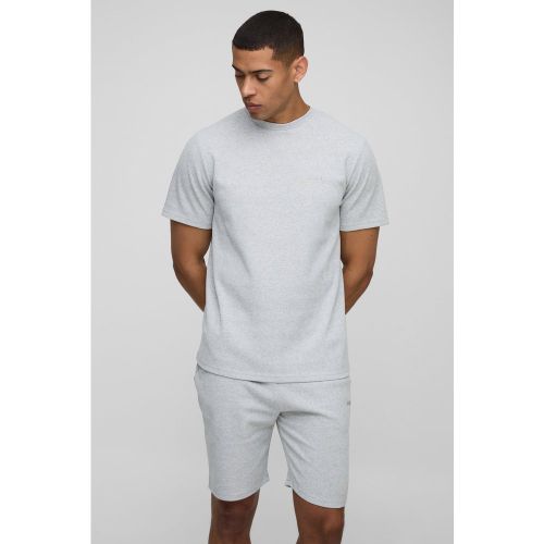 Ensemble en tissu gaufré avec t-shirt et short - MAN - S - Boohooman - Modalova