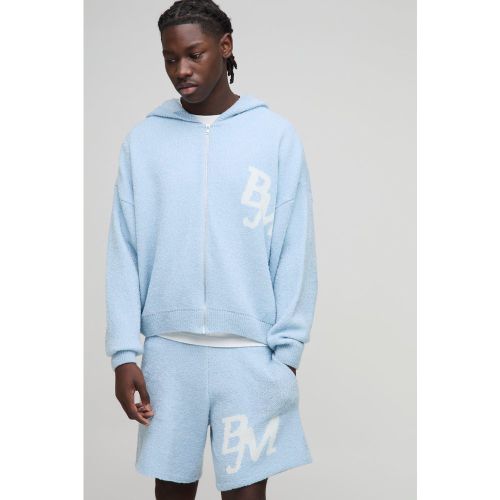 Ensemble en maille avec sweat à capuche zippé et short - S - Boohooman - Modalova