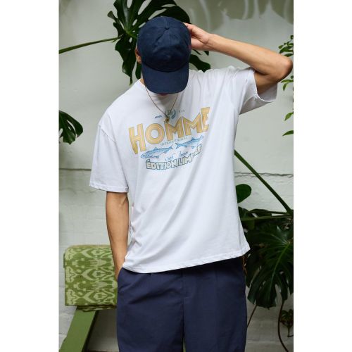 T-shirt oversize imprimé sardine - S - Boohooman - Modalova