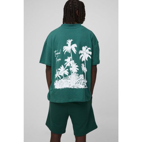Ensemble à imprimé palmier avec t-shirt oversize et short homme - S - Boohooman - Modalova