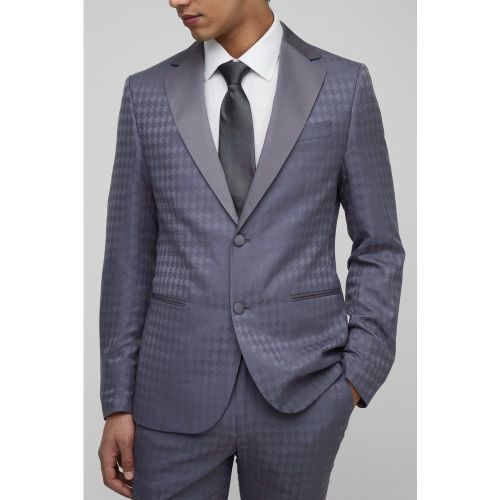 Veste droite à motif pied-de-poule - 34 - Boohooman - Modalova