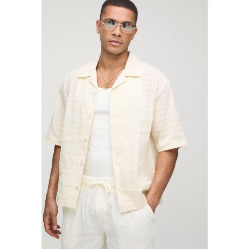 Chemise oversize texturée à manches 3/4 - S - Boohooman - Modalova