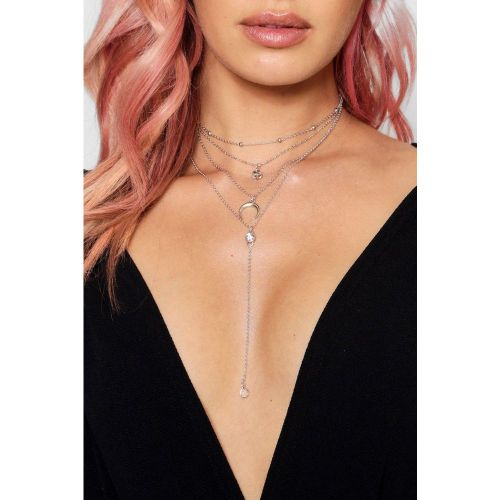 Collier Superposé Strass Et Corne - One Size - boohoo - Modalova