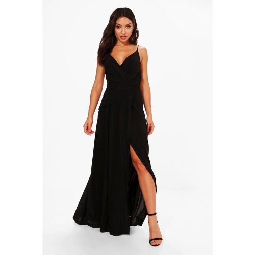 Robe De Demoiselle D'Honneur Longue Croisée Effet Soyeux À Détails Froncés - 40 - boohoo - Modalova
