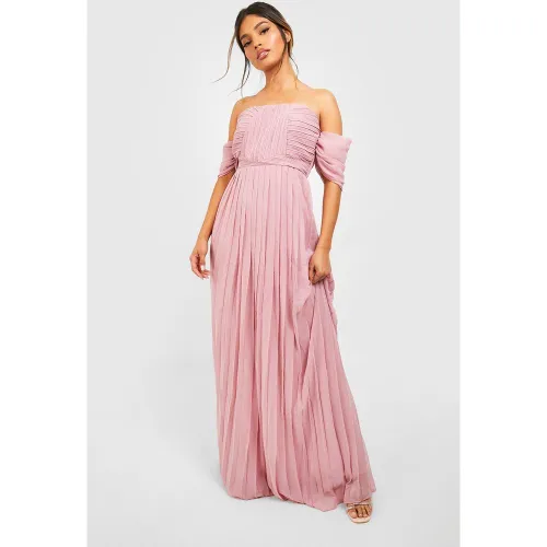 Robe De Demoiselle D'Honneur Longue À Épaules Dénudées - /Coquille D'Œuf - 38, /Coquille D'Œuf - boohoo - Modalova