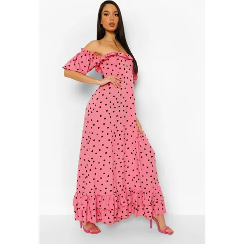 Robe Longue À Manches Bouffantes Et Pois - 42 - boohoo - Modalova