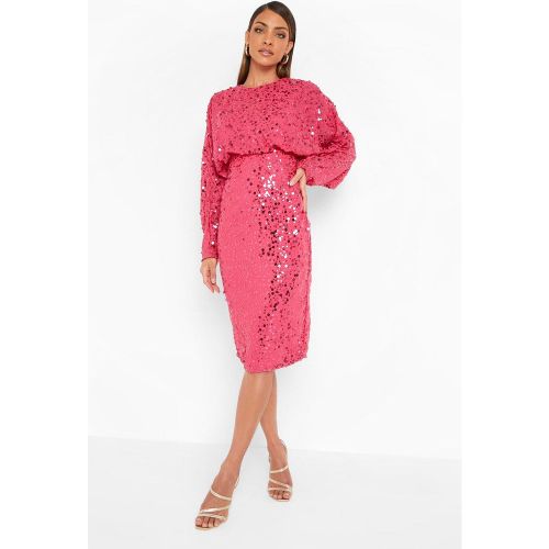 Robe Mi-Longue À Paillettes Et Manches Chauve-Souris - / - 38, / - boohoo - Modalova