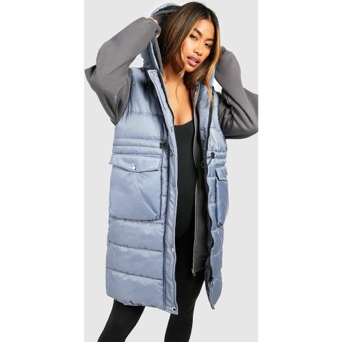 Doudoune Longue - Gris - L, Gris - boohoo - Modalova
