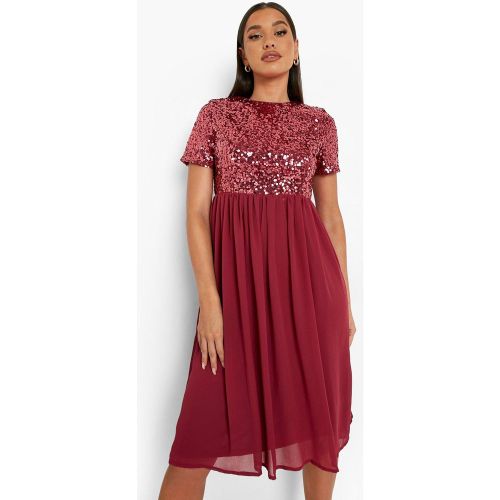 Robe Mi-Longue Pailletée À Manches Courtes - 36 - boohoo - Modalova