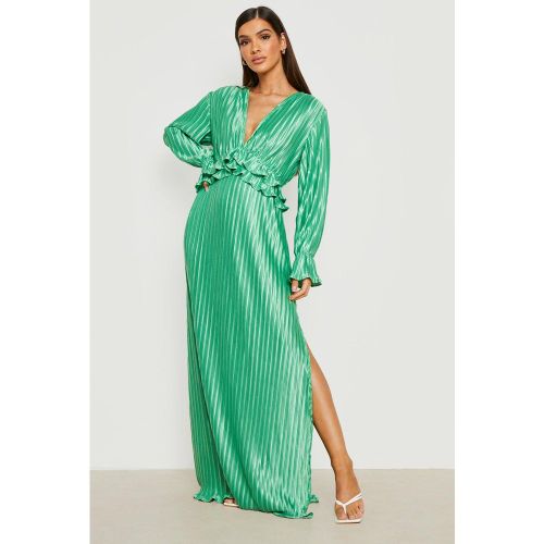 Robe Longue Volantée À Décolleté Plongeant - 38 - boohoo - Modalova